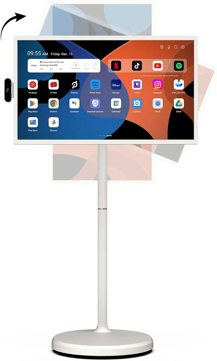 Smart TV, Fernseher, tragbar, Touch-Bedienung, Android OS, voll schwenkbar, beweglicher Touchscreen, ApoloSign Smart Portable TV 2. Generation mit