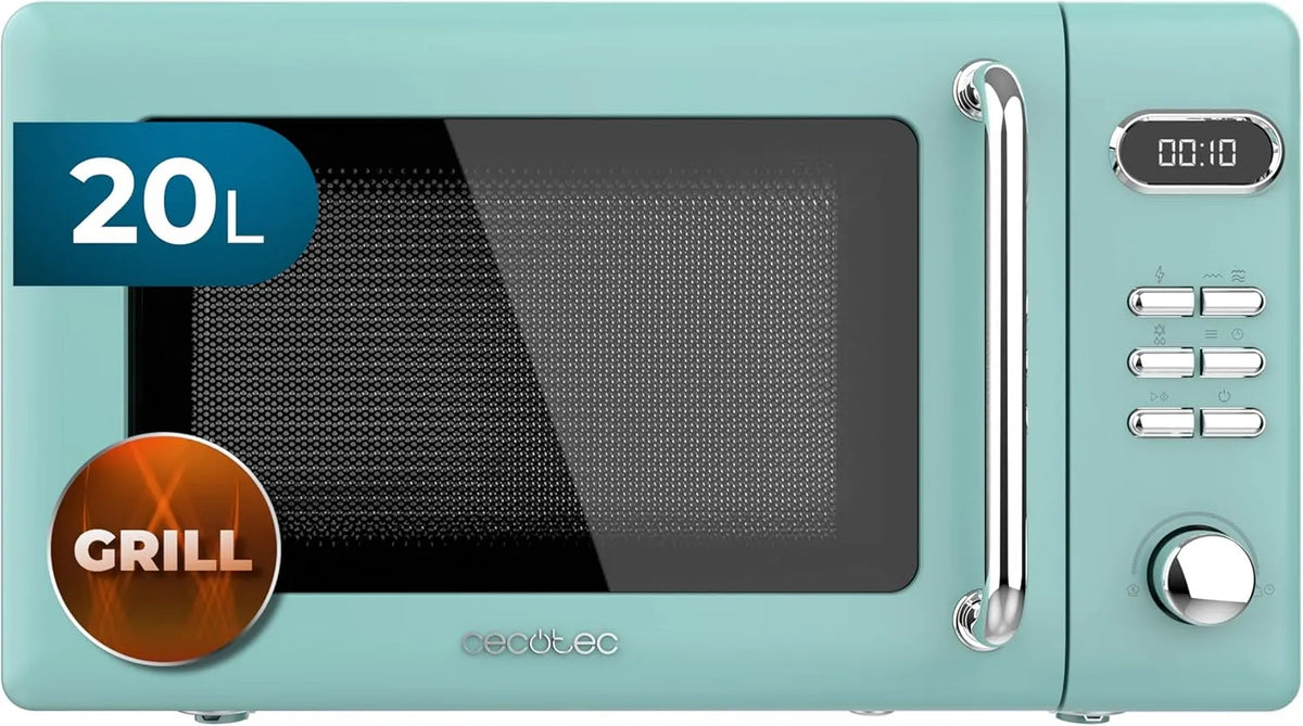 Cecotec Mikrowelle, 20 L, 700 W, Grill, Mikrowellenofen, Grün, Cecotec Mikrowelle mit Grill ProClean 5110 Retro Green