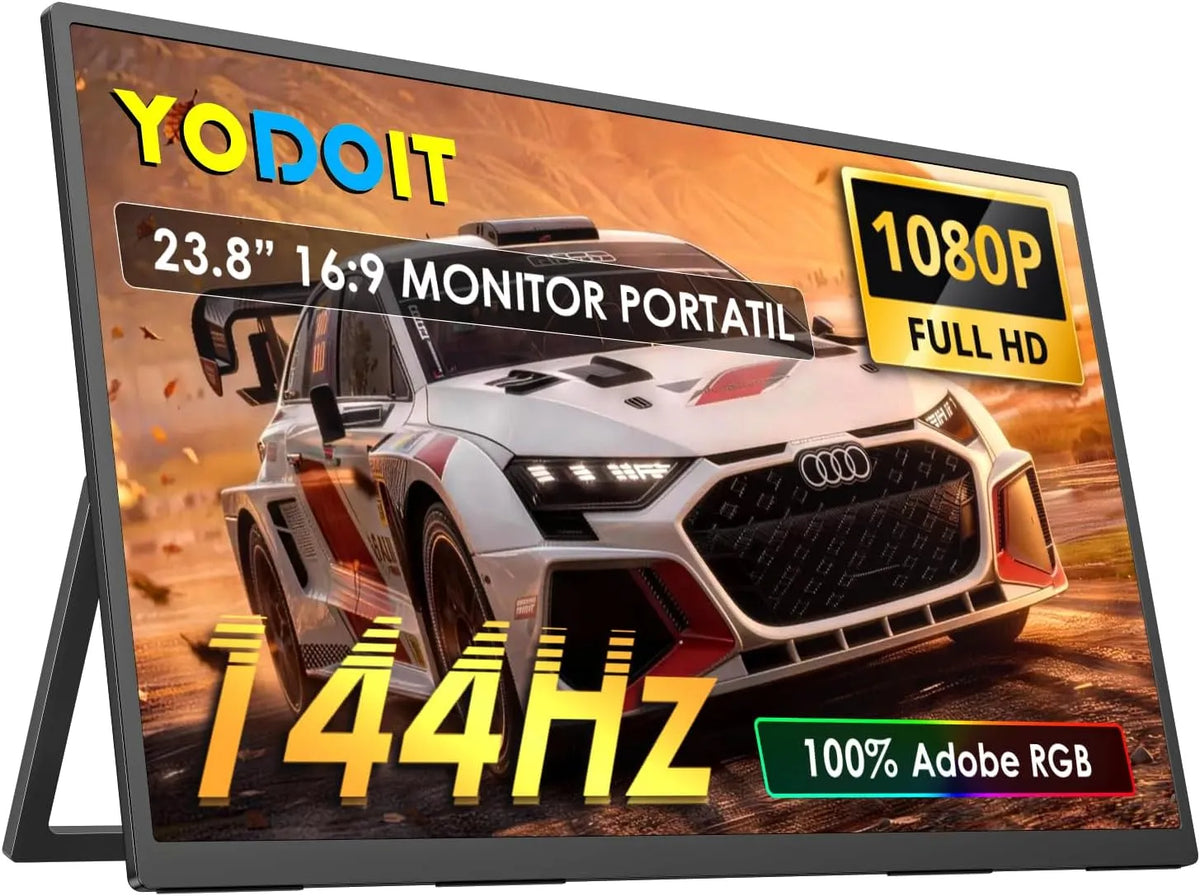 Monitor, 23, 8 Zoll, 1920 × 1080, 144 Hz, tragbar, Full HD, IPS-Panel, HDMI, USB, PC-Bildschirm, PS 3, Switch und TV, xbox