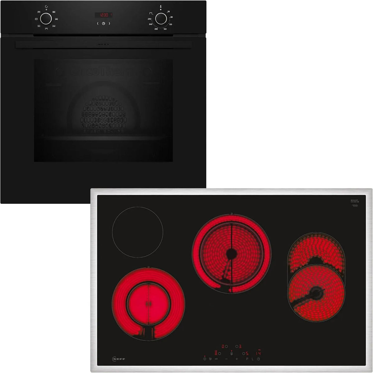 NEFF Bx38B Kochfeld, 60 cm, Einbau, Touch-Bedienung, Schwarz, LED-Display, Touch Control, Schnellaufheizung, CircoTherm, Powerstufe