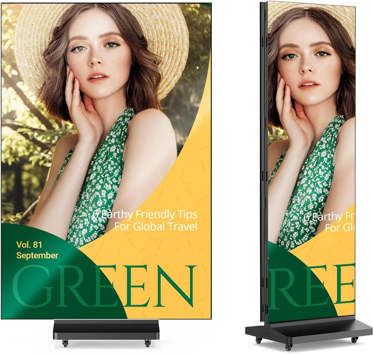 Digital Signage Display P1.86 3-fach, 90 Zoll, Werbedisplay, WLAN, HDMI, USB, digitaler Werbeanzeige, GOB, P1.86 Klappbarer 3-fach LED Poster