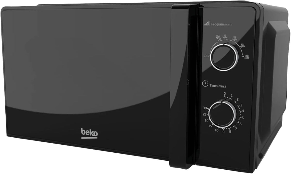 Beko MOC20100BFB Mikrowelle, 24, 5 cm, 20 L, 700 W, Timer, Auftaufunktion, Mikrowellenofen, Schwarz, 30 min, Timer max, 5 Stufen, Auftau- und