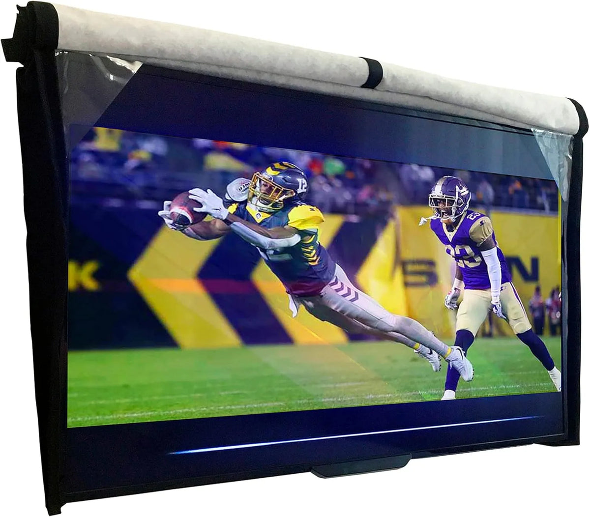 Smart TV, 85 Zoll, Fernseher, Outdoor, IP65, Schwarz, Frontklappe, wasserdicht, wetterfest, weiches Innenfutter, mit Bodenabdeckung