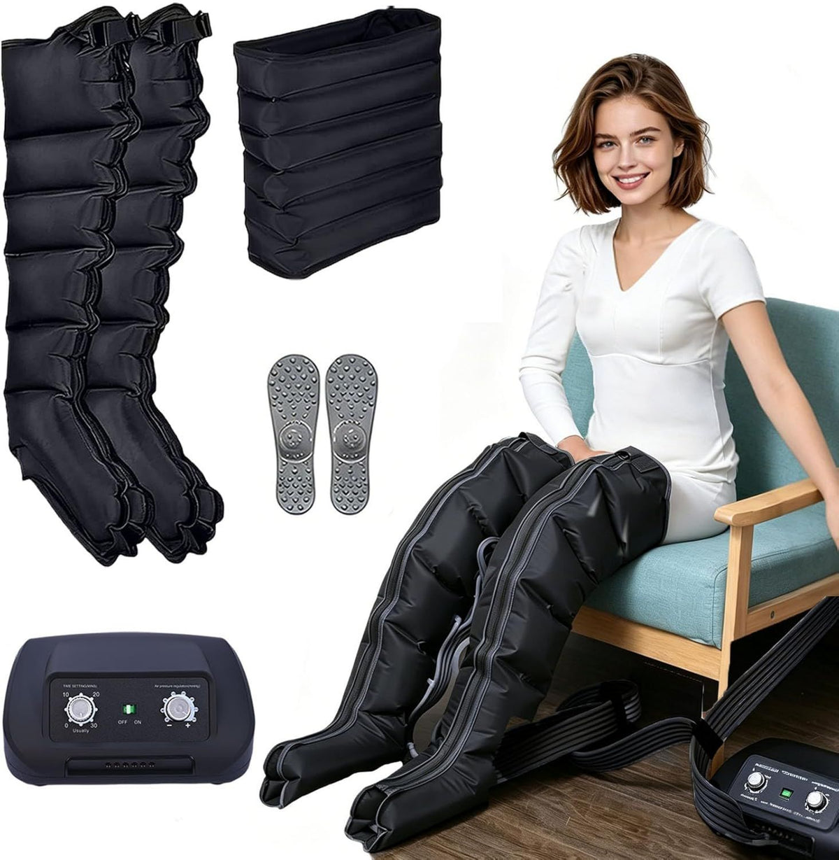 Kompressionsstiefel – Stahlkonstruktion, leiser Betrieb, 240mmHg, 6 Kammern