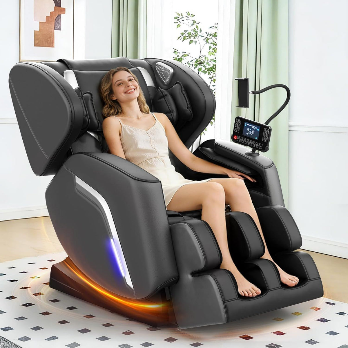 Massagesessel: Wärmefunktion, Zero-Gravity-Position, Ganzkörpertraining, für Füße und Beine, 9 Airbags