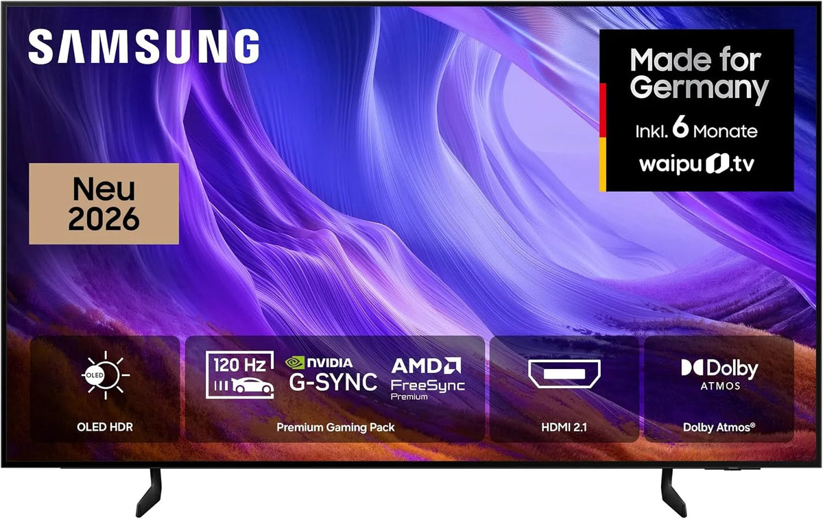 Samsung S85H Smart TV, 65 Zoll, 120 Hz, Fernseher, 4K UHD, OLED, HDR, Dolby Audio, HDMI, NVIDIA G-SYNC & AMD FreeSync Premium, Dolby Atmos, 163 cm