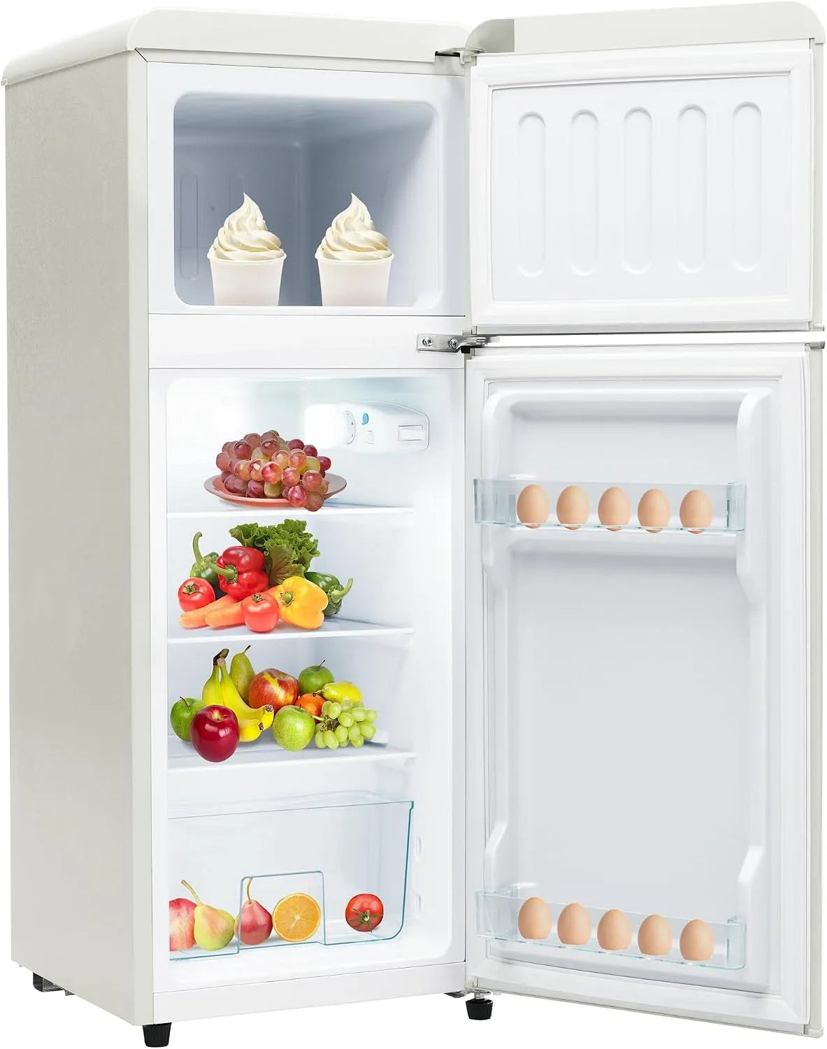 Kühlschrank, 96 L, Gefrierfach, Weiß, 116 kWh, Jahr, LED-Licht, -27°C ~13°C, Zweitürig