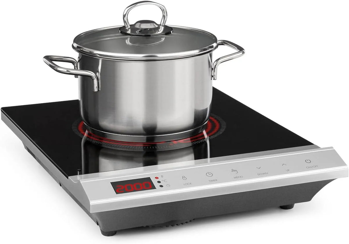 Klarstein Kochfeld, Touch-Bedienung, Timer, Silber, Touchbedinung, 2000 Watt, 1 Kochzone, Klarstein MisterCook Kochplatte Infrarot-Kochfeld, Leistungs