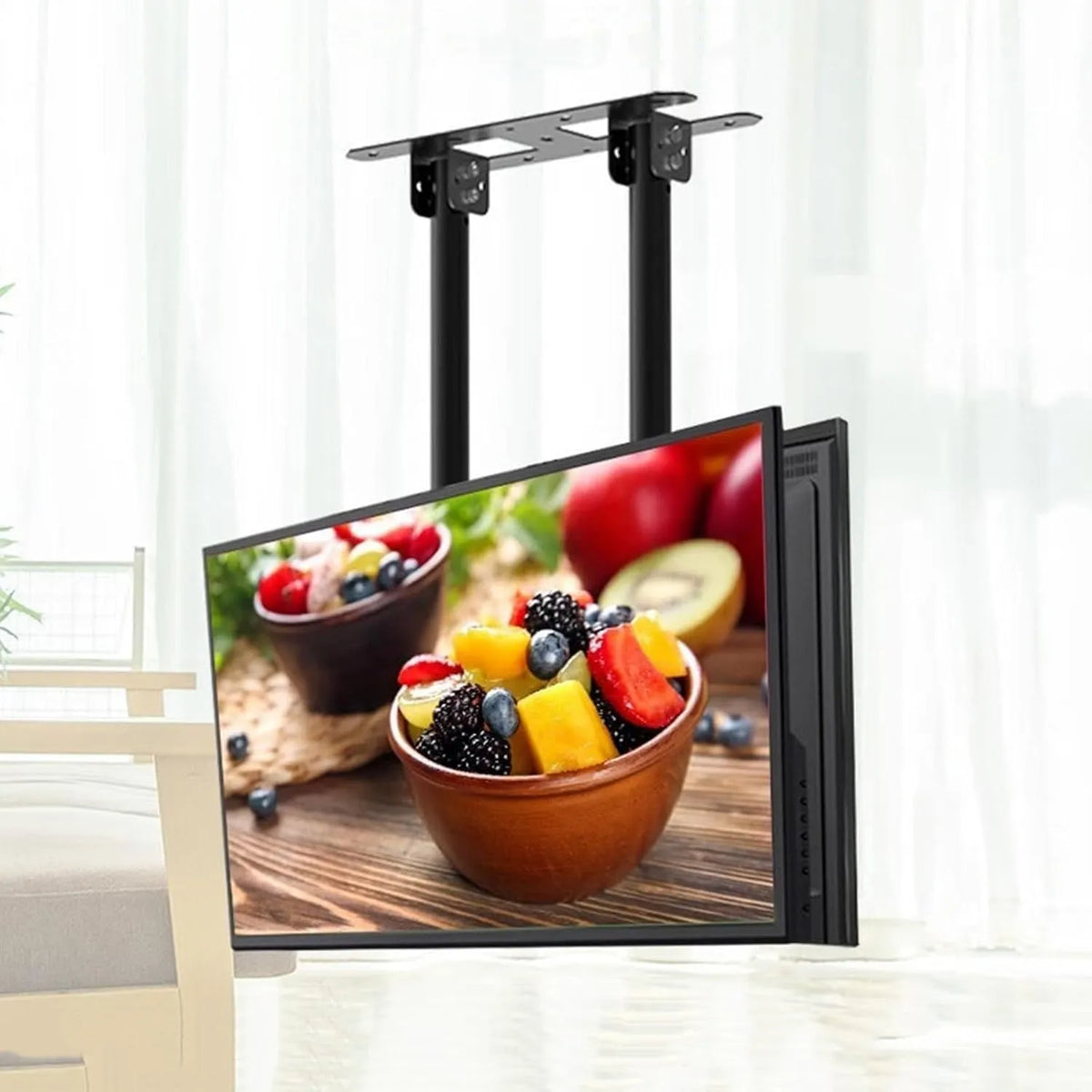 Smart TV, 86 Zoll, 900 x 600 mm, 900 × 600, Fernseher, Wandmontage, robuste Schwarze Ausführung, doppelseitig, für Heimkino
