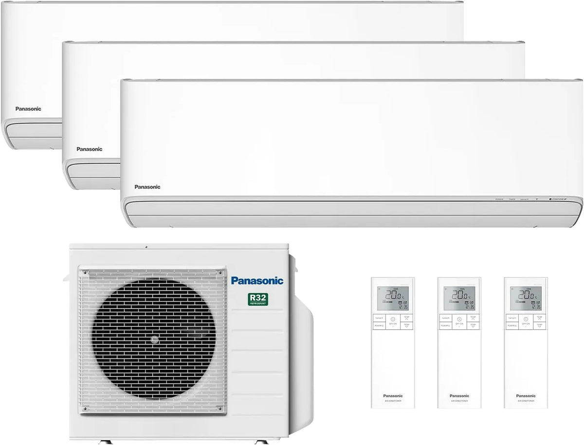 Panasonic Klimaanlage, WLAN, 3 x 12000 BTU, WiFi, Panasonic Trial Split Klimagerät Etherea ZKE, Nanoex