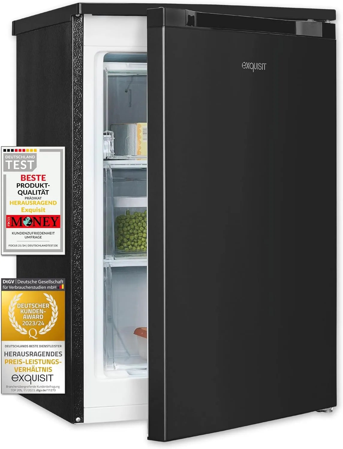 Exquisit GS81-051C Gefrierschrank, 85 L, Gefrierfach, Edelstahl, Tiefkühlschrank