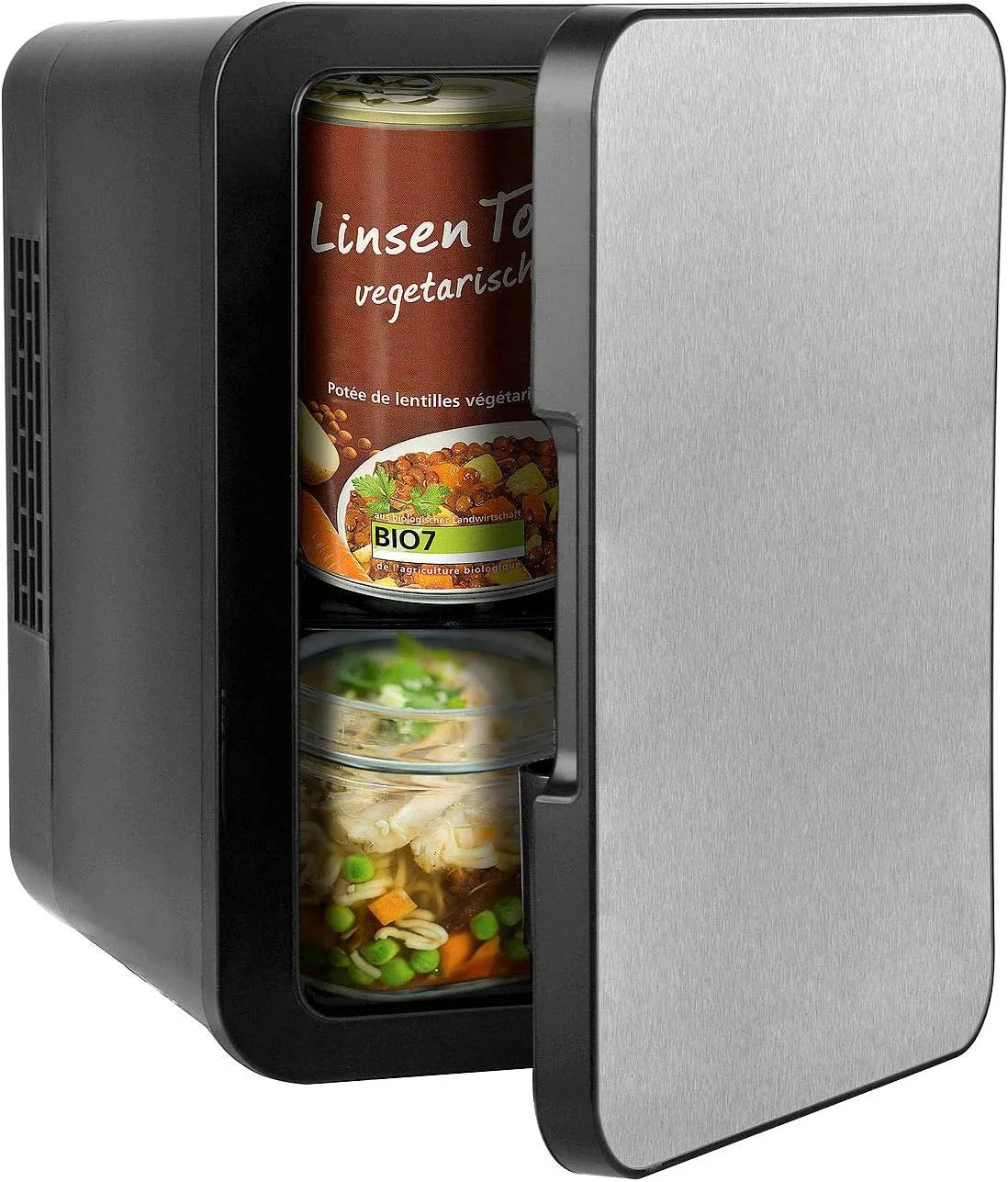 Kühlschrank, 4 L, 230 V, Warmhaltefunktion, Edelstahl, 12, 4 Liter, Boot, Rosenstein & Söhne Mini Kühlschrank Büro: Mini-Kühlschrank mit