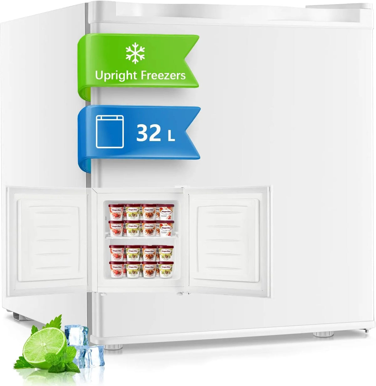 Gefrierschrank, 32 L, FOHERE, Gefrierfach, Camping, Tiefkühlschrank, FOHERE Mini Gefrierschrank 32L Gefrierbox für Büro und Camping