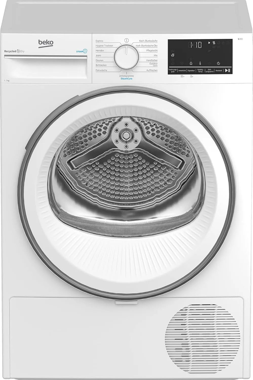 Beko B3T41239A Wäschetrockner, 54, 3 cm, 15 Programme, 7 kg, Dampf, Weiß, 3 cm tief, Beko B3T41239A Trockner, Wärmepumpentrockner, Knitterschutz