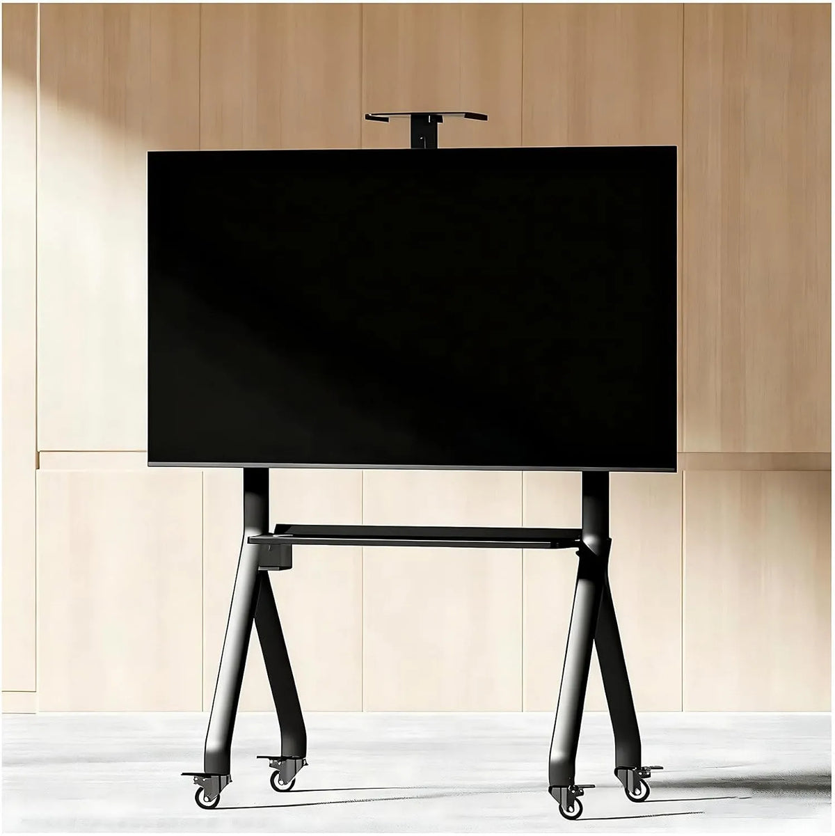 Smart TV, 86 Zoll, Fernseher, Schwarz, höhenverstellbarer Bodenwagen mit feststellbaren Rädern, für Büro, Klassenzimmer und Zuhause