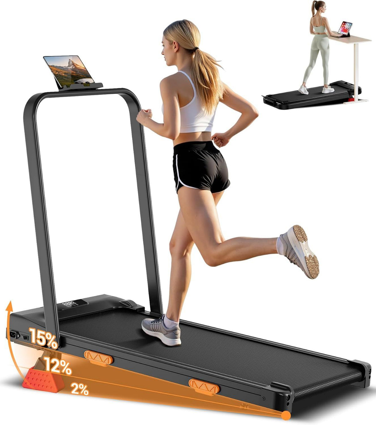 Walking Pad – einstellbare Steigung, klappbar, leiser Betrieb, für zuhause, 159 kg