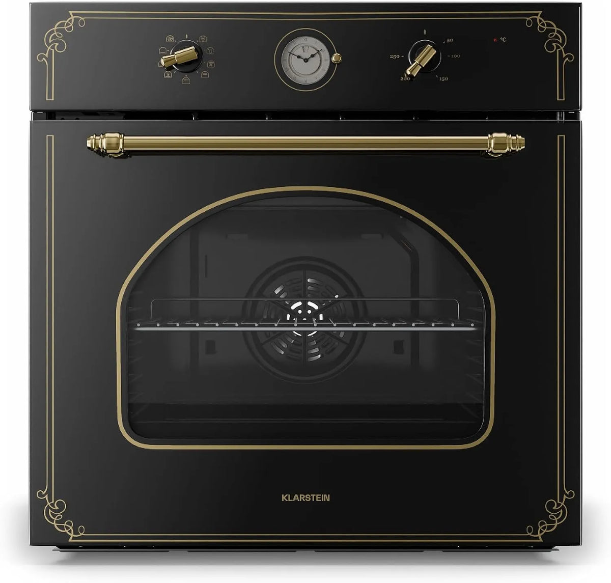 Klarstein Backofen, 70 L, 50 bis 250 °C, Einbau, Timer, Schwarz, aushängbare Ofentür für einfache Reinigung, Klarstein Victoria - Elektrobackofen