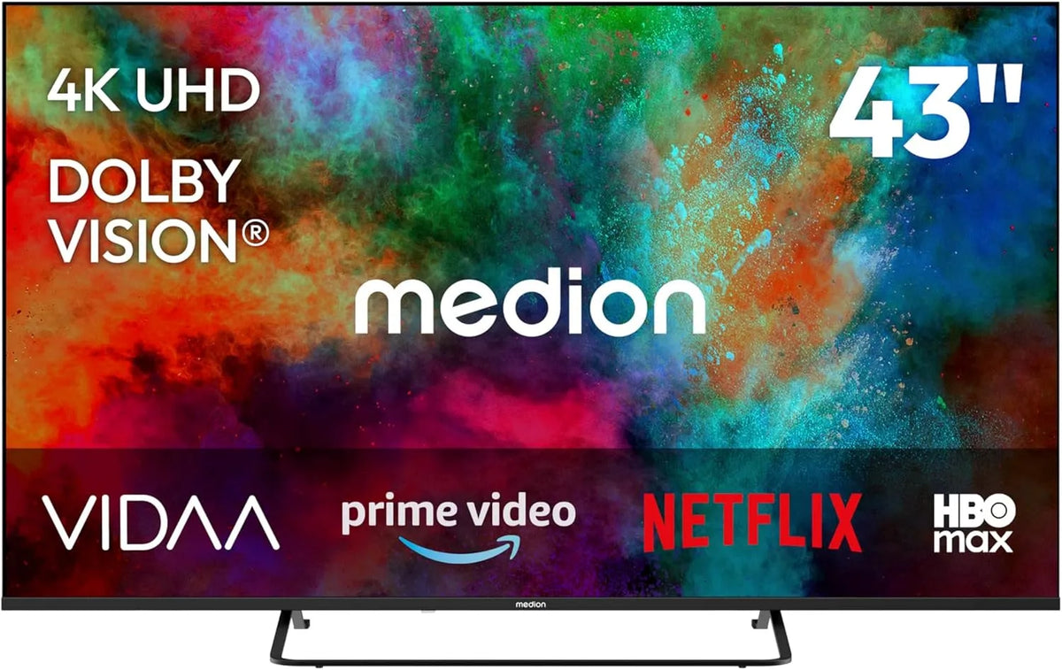 Smart TV, 43 Zoll, Fernseher, HDR, Dolby Audio, Bluetooth, PVR-Aufnahme, MD 843302, MEDION 108 cm, Dolby Atmos, HBO Max, VIDAA Store, DAZN, MagentaTV