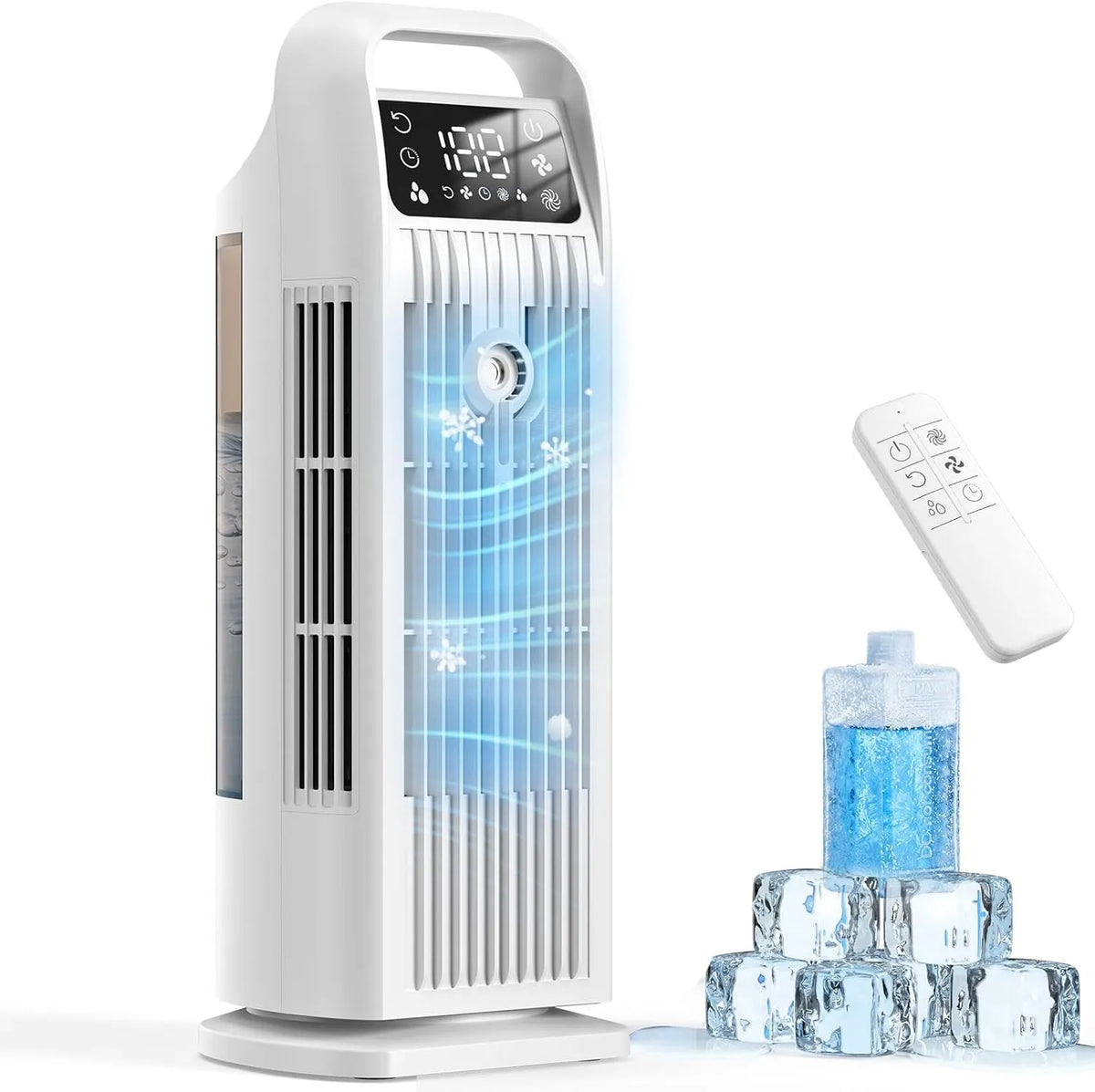 Klimaanlage 6-in-1 1200ml, leise, 36W Eco, 6-in-1 Mobile Klimaanlage ohne Abluftschlauch, 7m, Perlweiß, Mobiles Klimagerät & Luftkühler mit