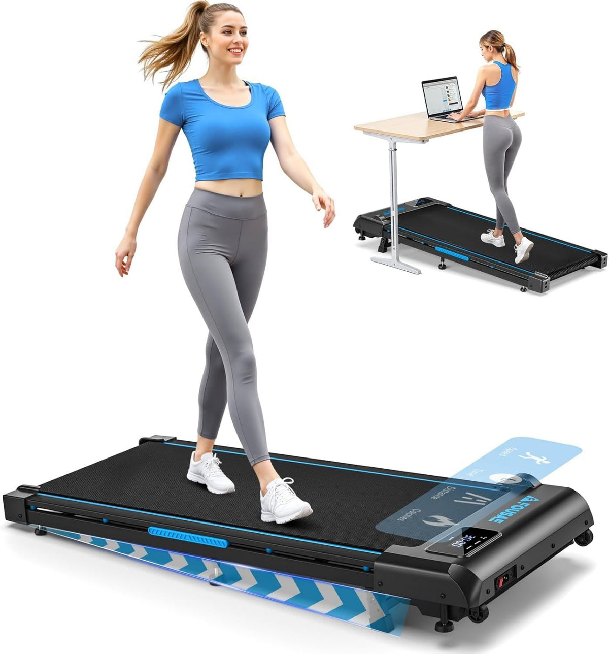 Walking Pad: einstellbare Steigung, mit Fernbedienung, LED-Anzeige, für zuhause, 150kg, 10 km/h, 2.5HP