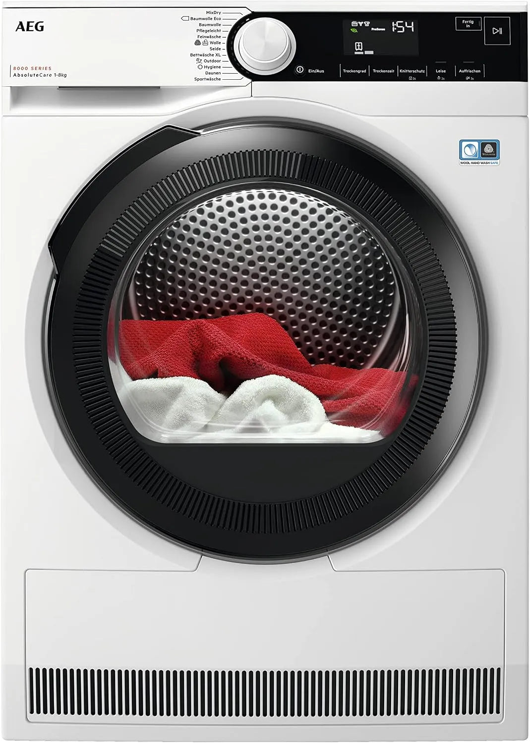 AEG Serie 8000 TR8T70680 Wäschetrockner, 8 kg, Serie 8000: AbsoluteCare Wolle- und Seidetrocknung, Testsieger der Stiftung Warentest, Energiekl. C