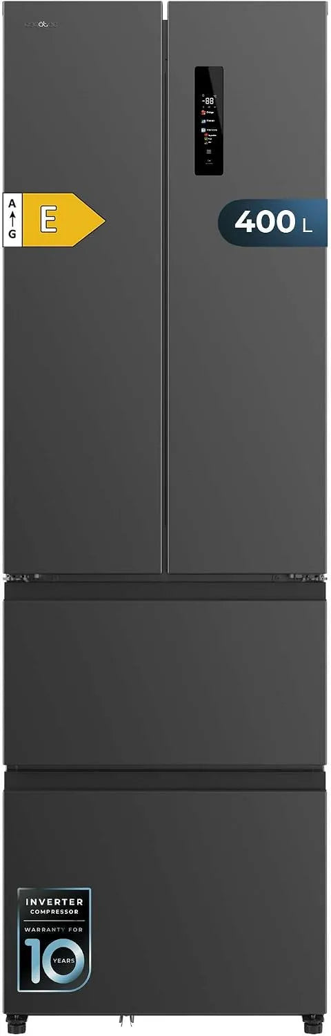 Cecotec Bolero CoolMarket Combi F2D Kühlschrank, 400 L, Energieklasse E, No Frost, Inverter, Edelstahl, Fast Cooling Funktionen, NoFrost