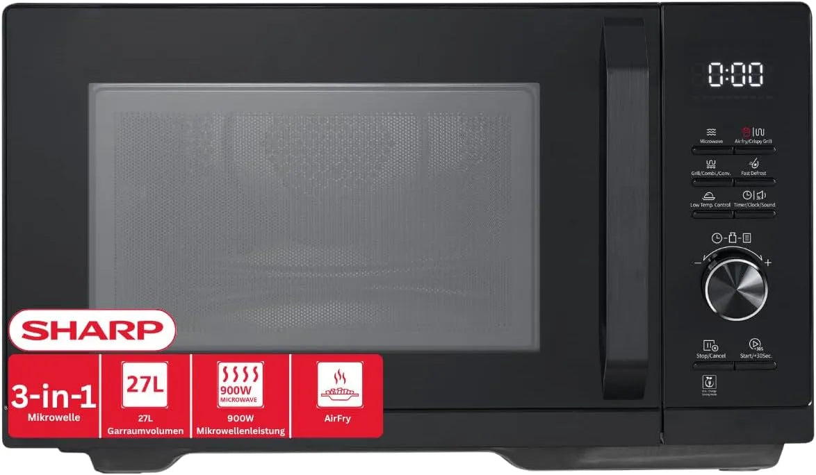 Sharp RCA271TB 4in1 Mikrowelle, 27 L, 900 W, Grill, Mikrowellenofen, Schwarz