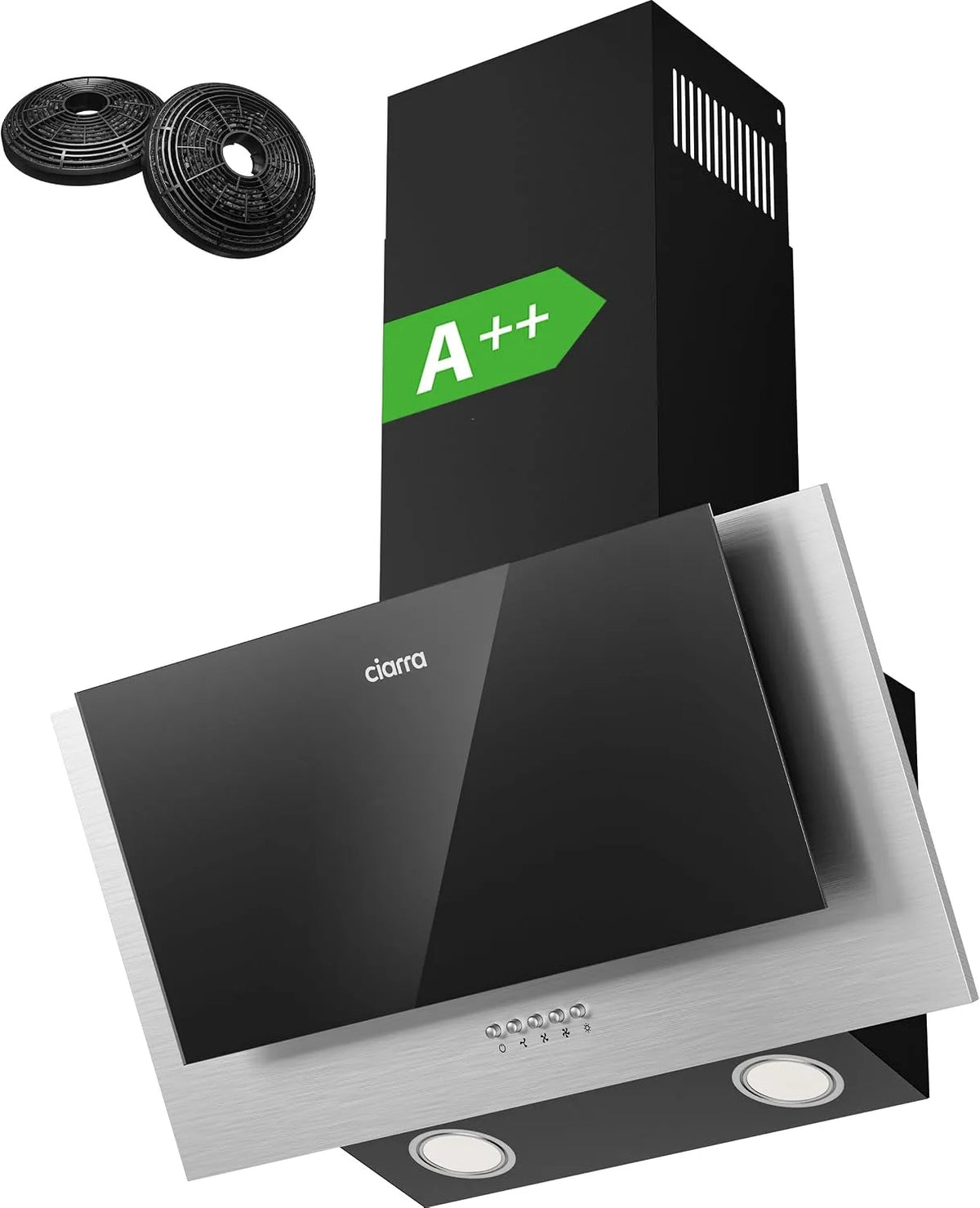 CIARRA CBCB6736C Dunstabzugshaube, 60 cm, Küchenhaube, kopffrei und schräg