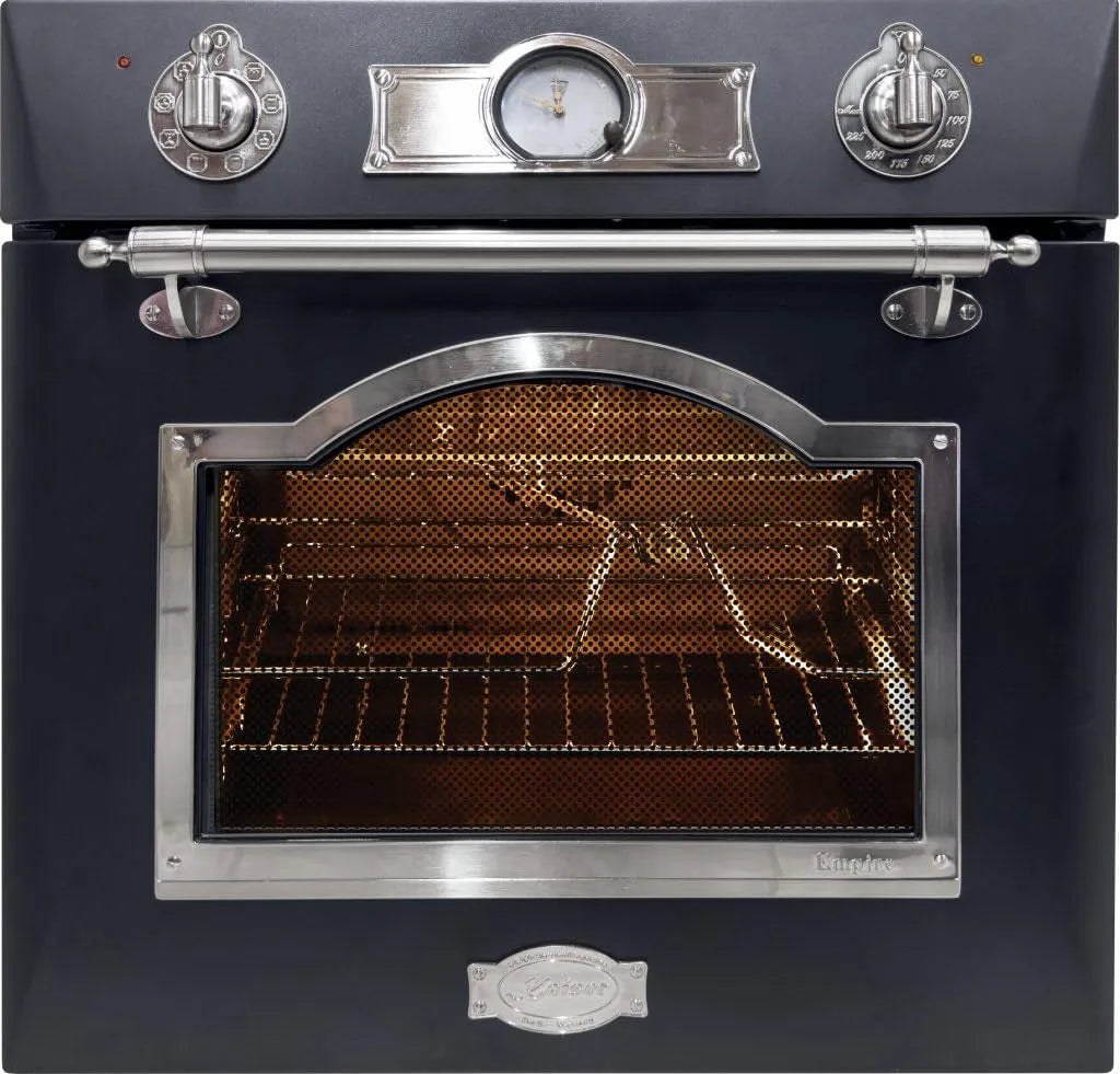 Backofen 1-fach-Teleskopauszug, 60 cm, 67 L, Einbau, autark, Schwarz, Retro Elektro Einbau Backofen Autark 60 cm 67L 8 Funktionen in Schwarz