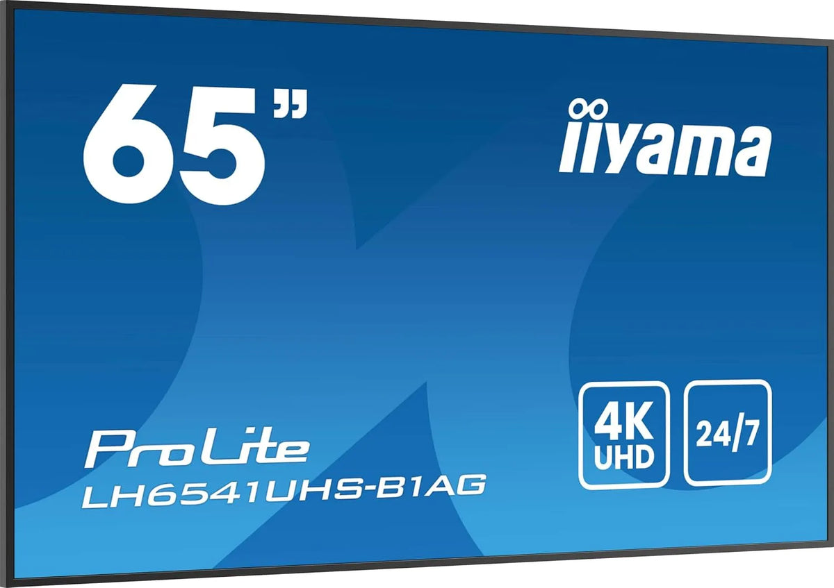 Digital Signage Display, 64.5 Zoll, Werbedisplay, iiyama LH6541UHS-B1AG RS-232c, 4K UHD, VA-Panel, HDMI, USB, digitaler Werbeanzeige, Schwarz
