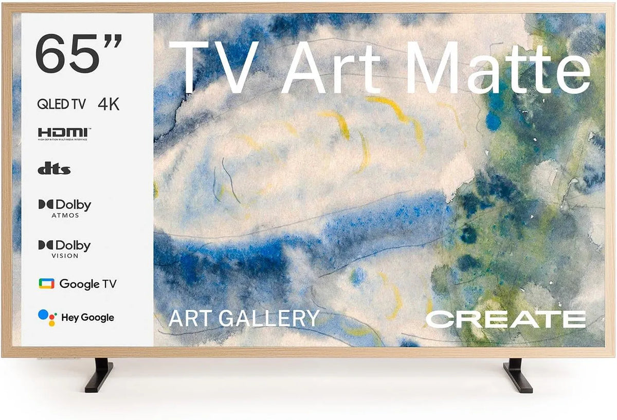 Smart TV, 65 Zoll, Fernseher, 4K UHD, QLED, HDMI, Blau, HDMI TM, CREATE/TV Art Matte, Blendfreier Bildschirm und Kunstgalerie, Sprachsteuerung