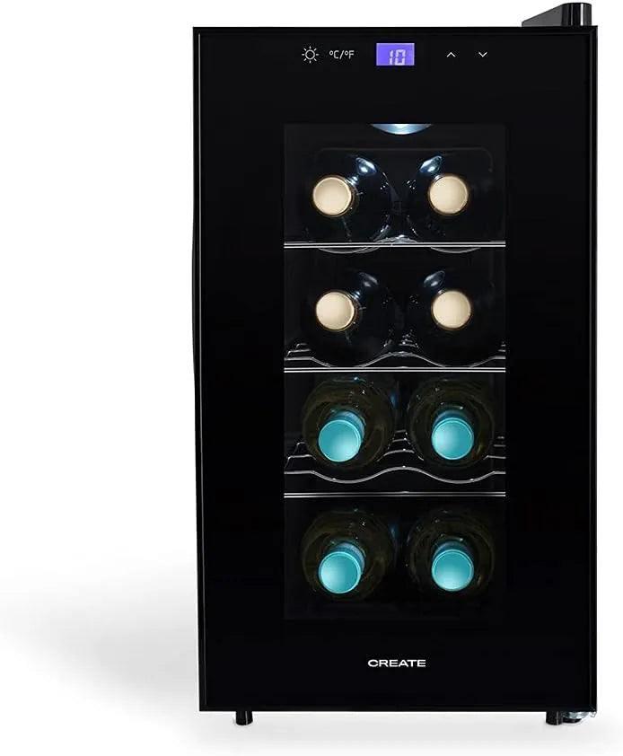 Weinkühlschrank, 8 Flaschen, 11 bis 18 °C, LCD-Display, PVC/60W, LED-Licht & LCD Monitor, Temperatur 11-18°C, CREATE/WINECOOLER S, Innenbeleuchtung