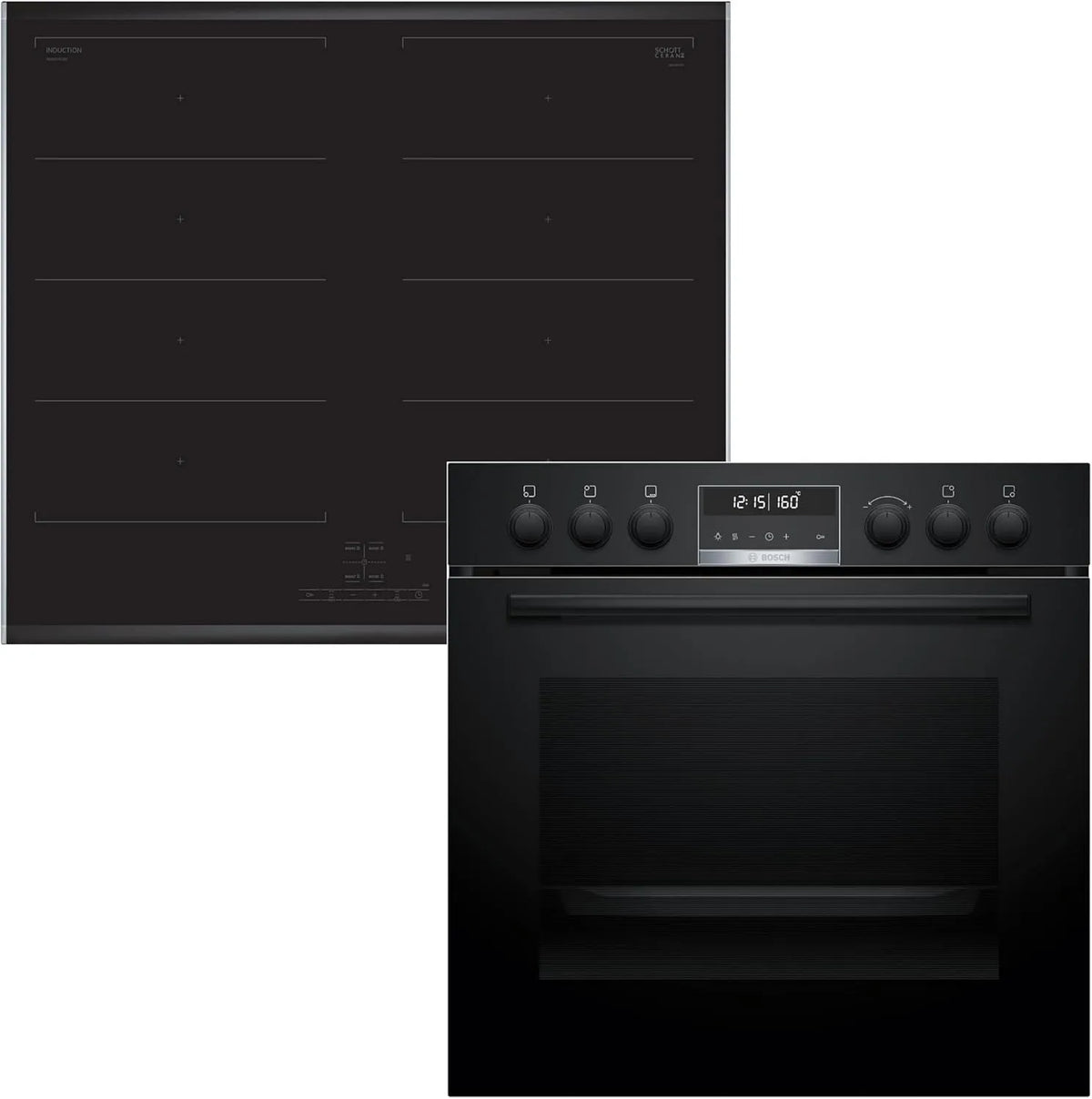 Bosch HND679LS62 HEG578BB4 Induktionskochfeld, Induktionsplatte, Einbau, Bosch HND679LS62 Set Einbauherd HEG578BB4 + Induktionskochfeld Nxx675CB5E