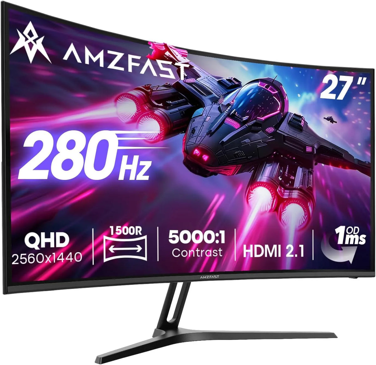 Monitor, 27 Zoll, 2560 × 1440, 280 Hz, Amzfast 2.1x2, Gaming-Ausstattung, HDMI, PC-Bildschirm, 280Hz, QHD 2560x1440