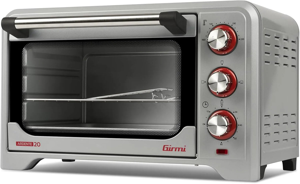 Gerätezubehör, 20 L, 1380 W, Girmi FE20, Timer, Grill, Thermostat, Edelstahl, Silber, Timer 60 min, 20 Liter, 4 Heizwiderstände, Innenbeleuchtung