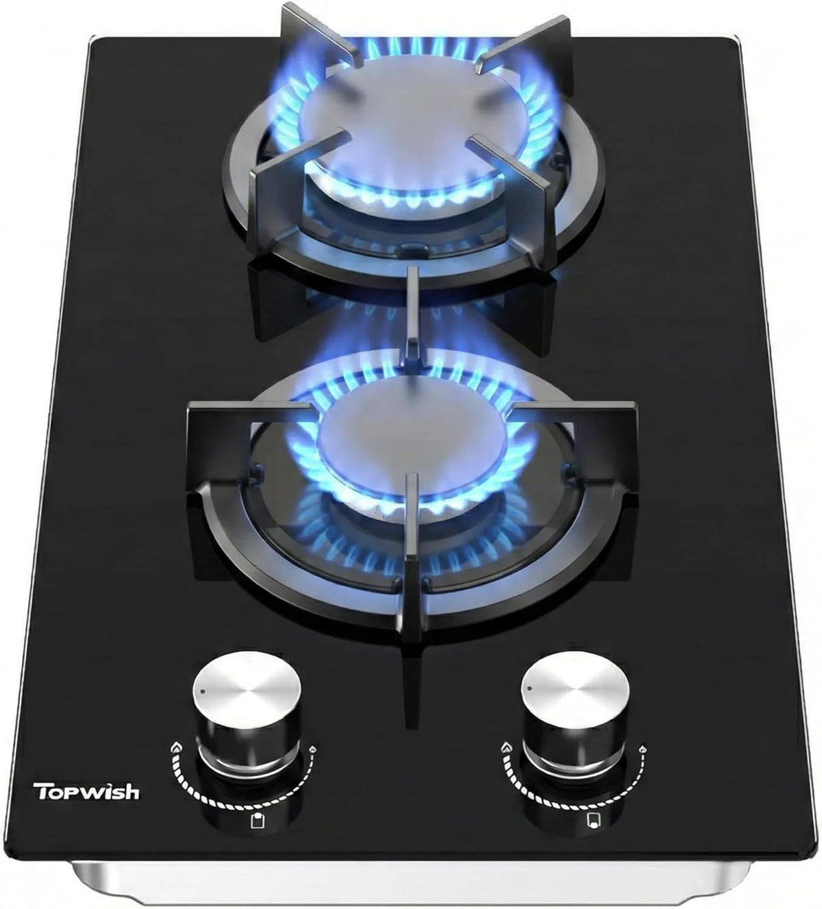Gaskochfeld, 4750 W, Topwish, Gaskocher, Gasherd 2 flammig 4750W