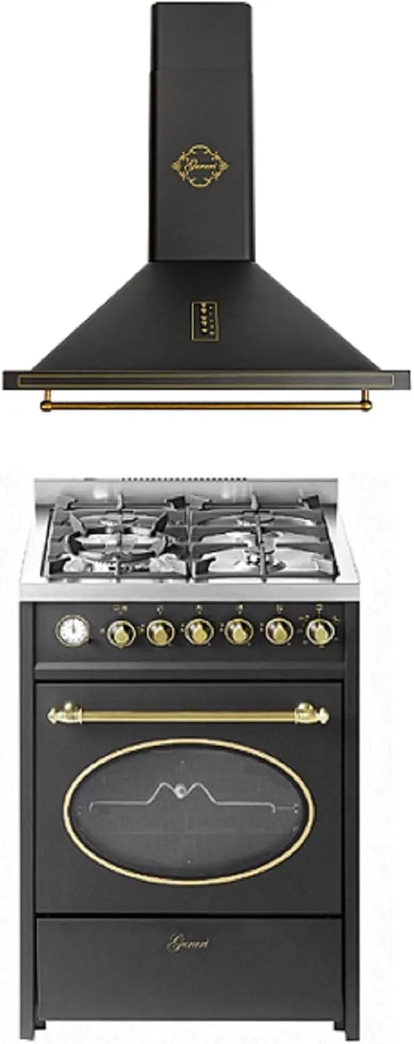Standherd mit Backofen, 60 cm, 55 L, 850 m3/h, freistehend, Grill, Schwarz, 0 kW WOK