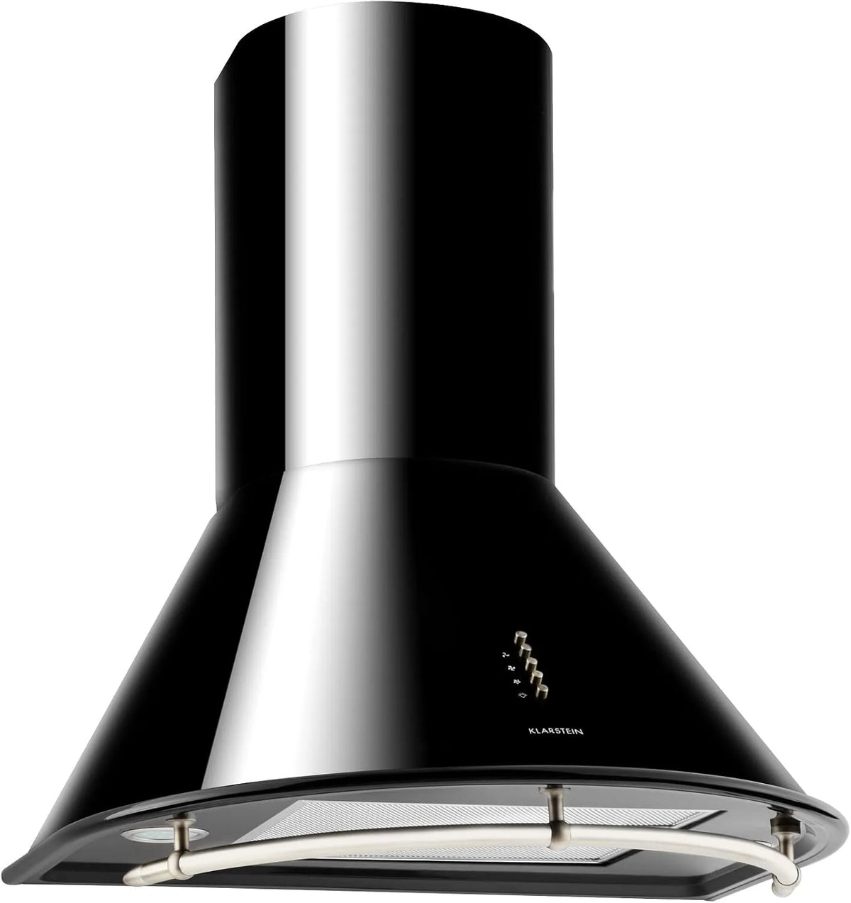 Klarstein Dunstabzugshaube, 60 cm, 610 m3/h, Energieklasse B, Küchenhaube, Abluft- und Umluftbetrieb, Edelstahl, Schwarz, Klarstein Lumio Neo - Retro