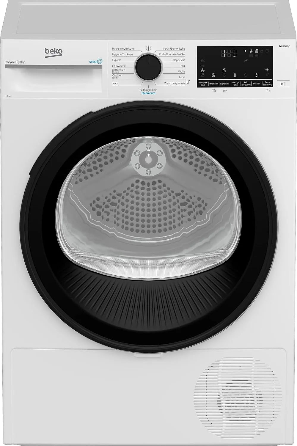 Beko B7T88209 Wäschetrockner, 15 Programme, 8 kg, Inverter, leise, Weiß, Frontlader Wärmepumpentrockner, Sensortrocknung, HomeWhiz, Säulenfähig