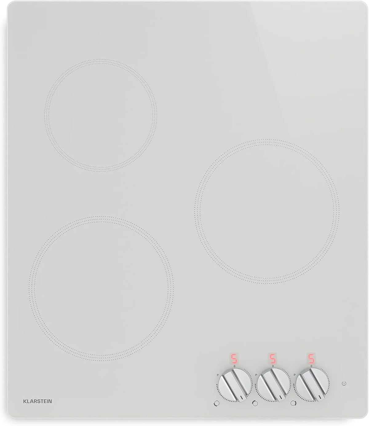Klarstein 3-Zonen Induktionskochfeld, 45 cm, 5700 W, Induktionsplatte, Boost, Weiß, Glaskeramik, Kochfeld Induktion, 5700W Boost, Drehknopf