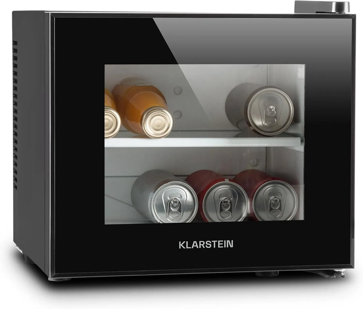 Klarstein Kühlschrank, 10 L, 33, 4 x 30, 3 x 31, 5 cm, 12 bis 18 °C, freistehend, Schwarz, kompakte Minibar mit Thermoelektrischem Kühlsystem
