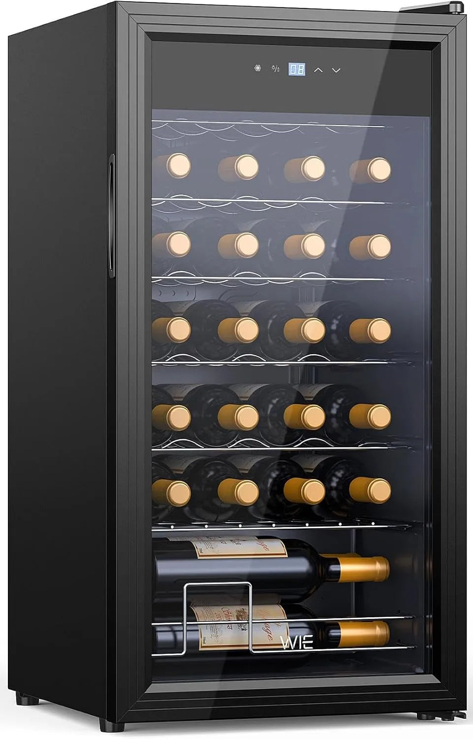 Weinkühlschrank, 82 L, 28 Flaschen, 5 bis 18 °C, Glas, Touch-Bedienung, Wine Fridge 5-18°C, Anti-UV