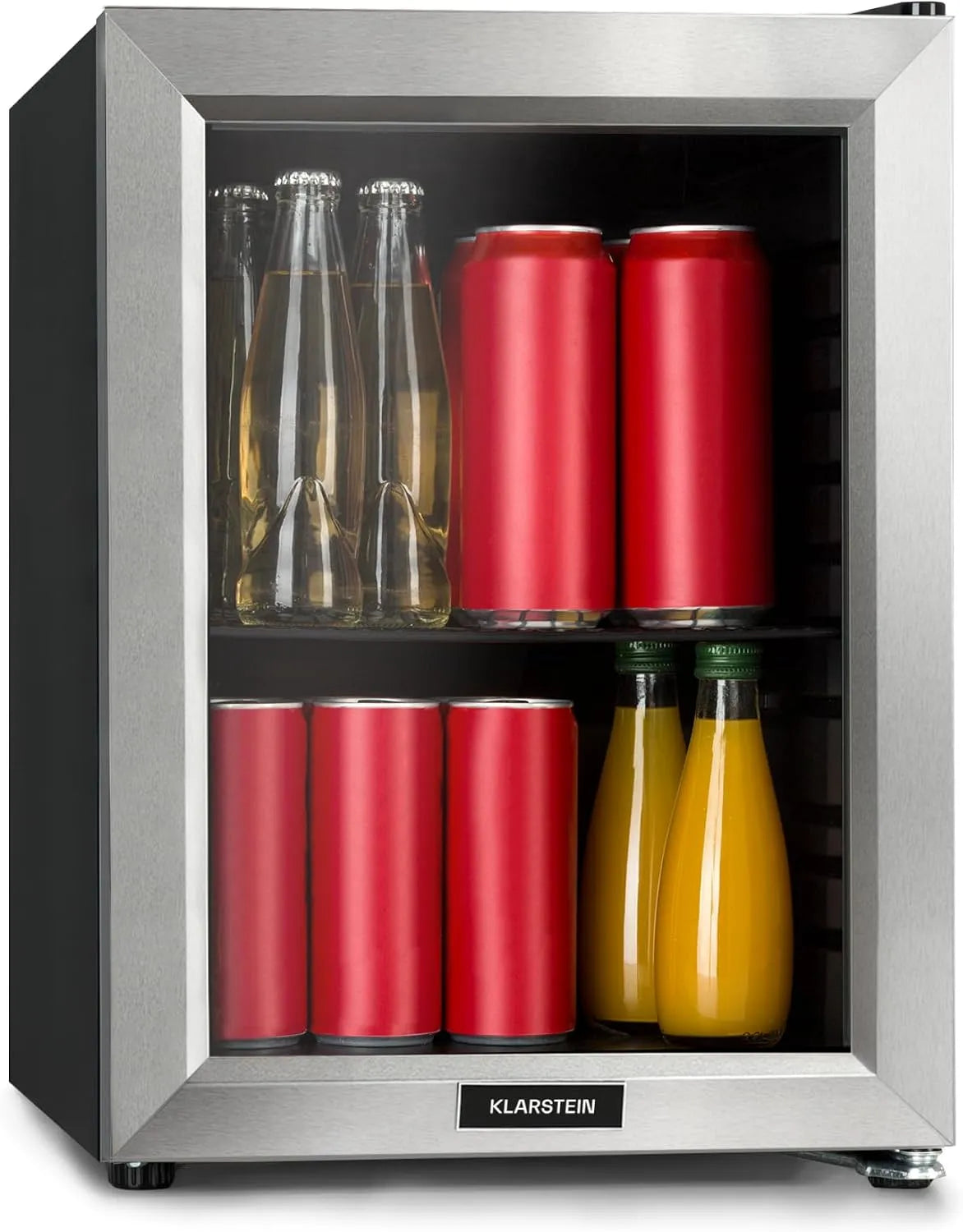 Klarstein Kühlschrank, 23 L, 0 bis 10 °C, 39 dB, leise, Schwarz, 1 Metallgitterboden, Klarstein Harlem Getränkekühlschrank Minibar, 23 Liter