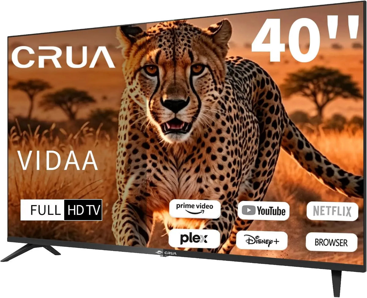 Smart TV, 40 Zoll, Energieklasse E, Fernseher, Triple-Tuner DVB-T2, S2, HDMI, USB, Full HD, Schwarz, 101, 40 Inch, Compact and Smart for Your Home