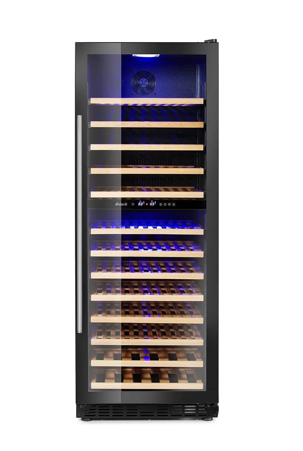 Weinkühlschrank 220-240V, 387 L, 135 Flaschen, 130 W, 240 V, 595x680x, 1625mm, 2 Zonen, HENDI Weinkühlschrank, Getränkekühlschrank, 387L, 130W