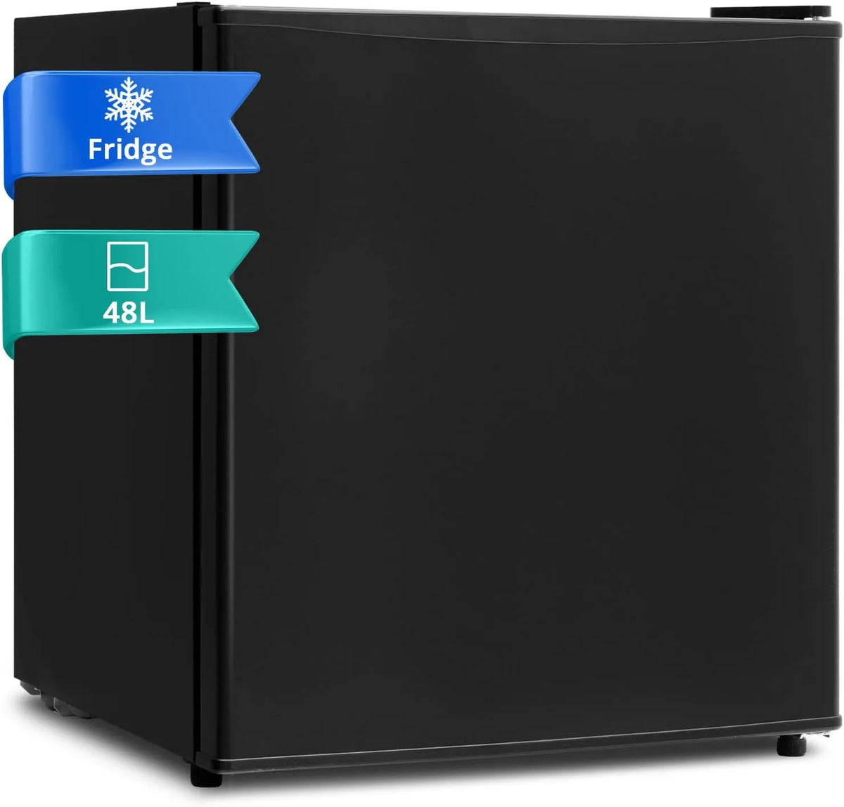 Kühlschrank 6-Stufen, 45 L, 0 bis 10 °C, 39 dB, Thermostat, leise, Camping, Schwarz, SMETA Kühlschrank 45L, mit wechselbarem Türanschlag für Zuhause