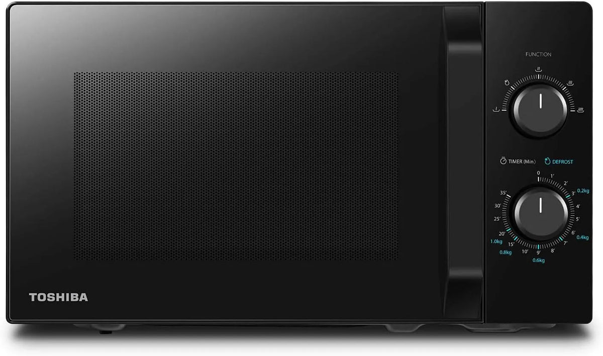 Toshiba MW2-MM20PF Mikrowelle, 20 L, 800 W, LED-Beleuchtung, Auftaufunktion, Mikrowellenofen, Schwarz, 5 Leistungsstufen mit praktischer, 20L/800W