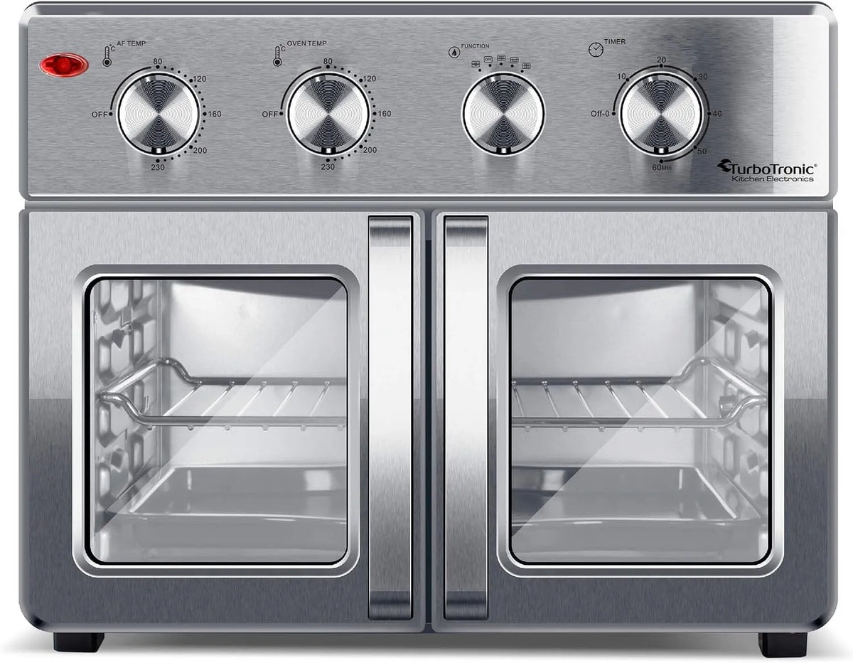 Backofen 4in1, 32 L, kompakt, TurboTronic digitaler Heißluftofen - xxL 32 Liter mit Drehspieß für Hähnchen 4in1 Mini Backofen & Power