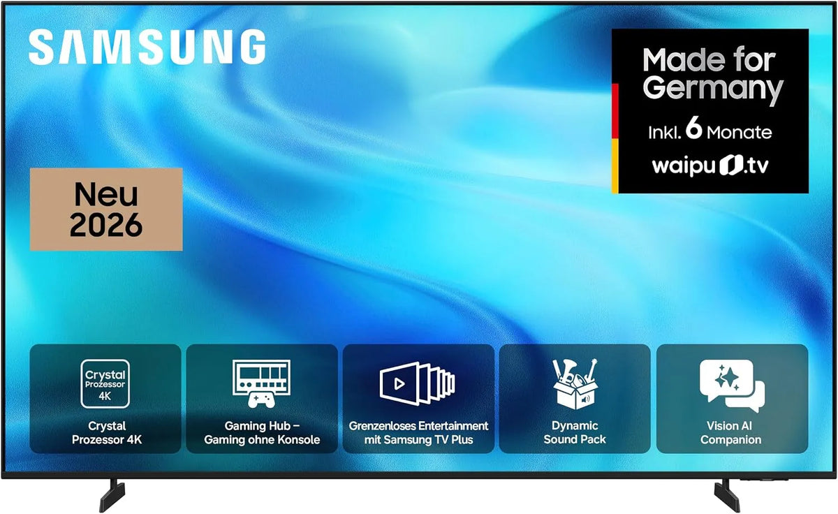 Samsung U7099H Smart TV, 85 Zoll, Fernseher, 4K UHD, kostenlos 900 Sender, AI Companion für Deine Fragen, 210 cm, 4K Upscaling, Dynamik Sound Pack für
