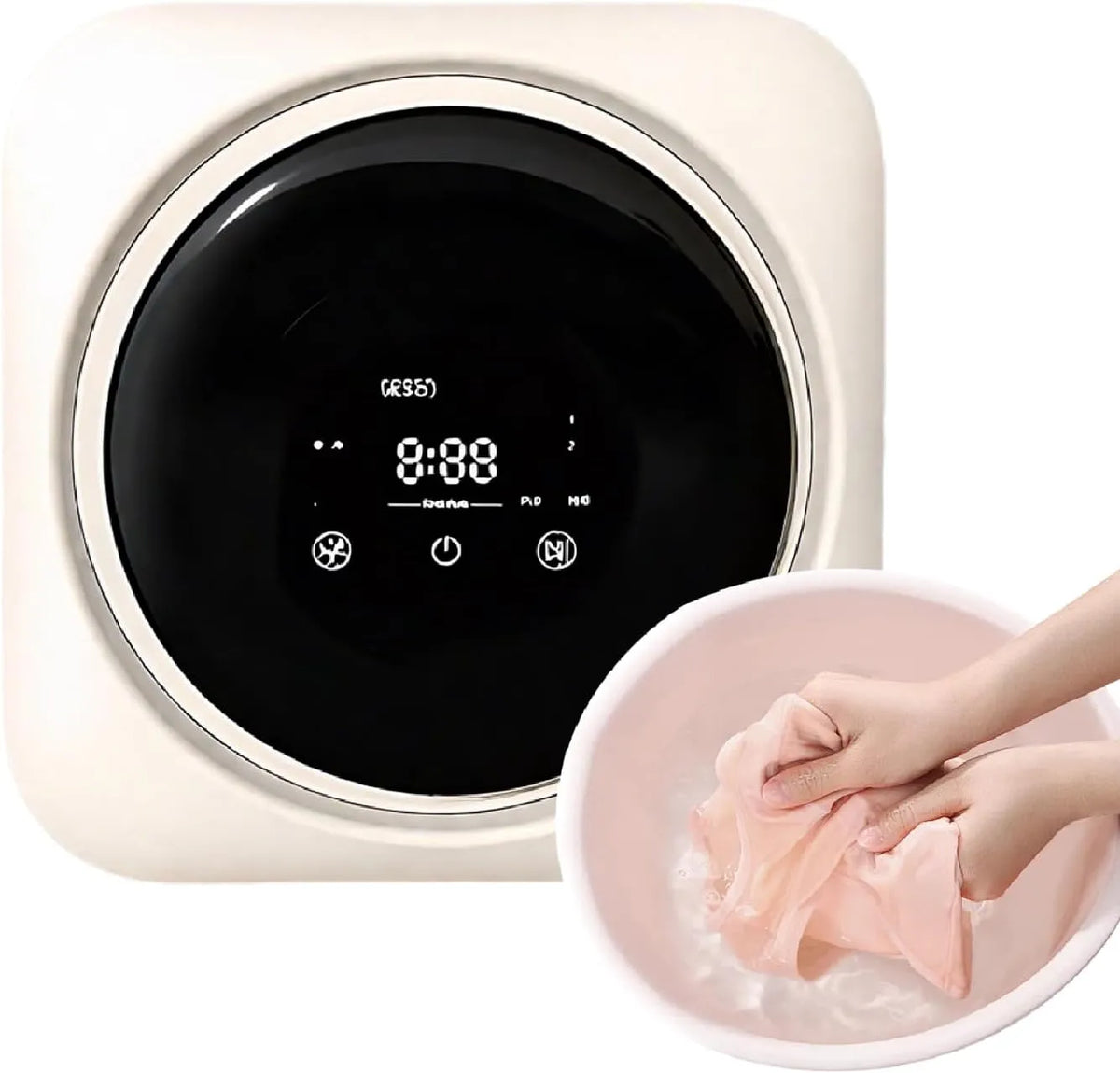 Waschmaschine, tragbar, Touch-Bedienung, Hochtemperaturtrocknung, Intelligente Selbstreinigung für Zuhause und Schlafsaal Wal-Mounted